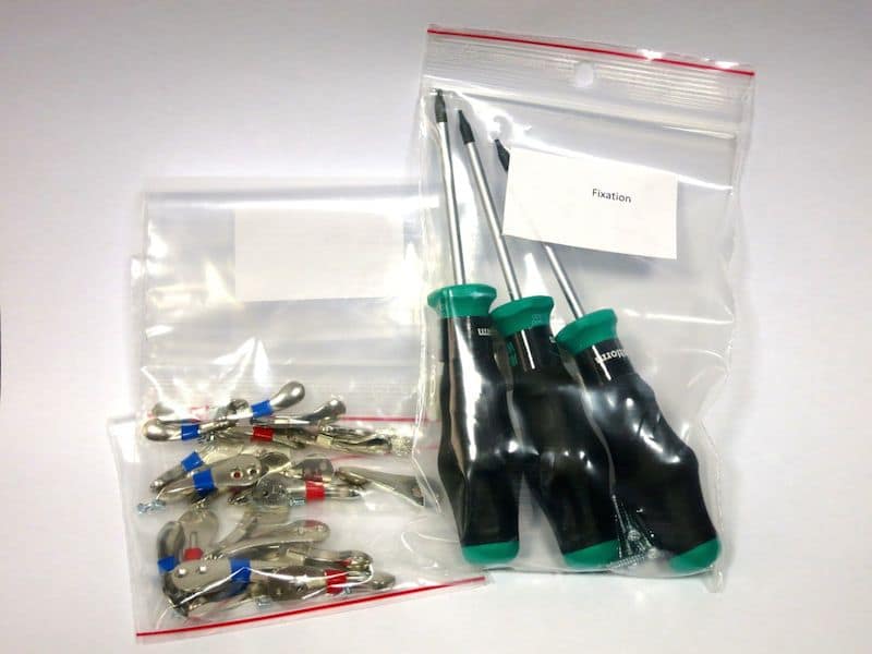 Repair kit for levers - includes 5 handles in each of the 3 sizes, screws, and screwdriver