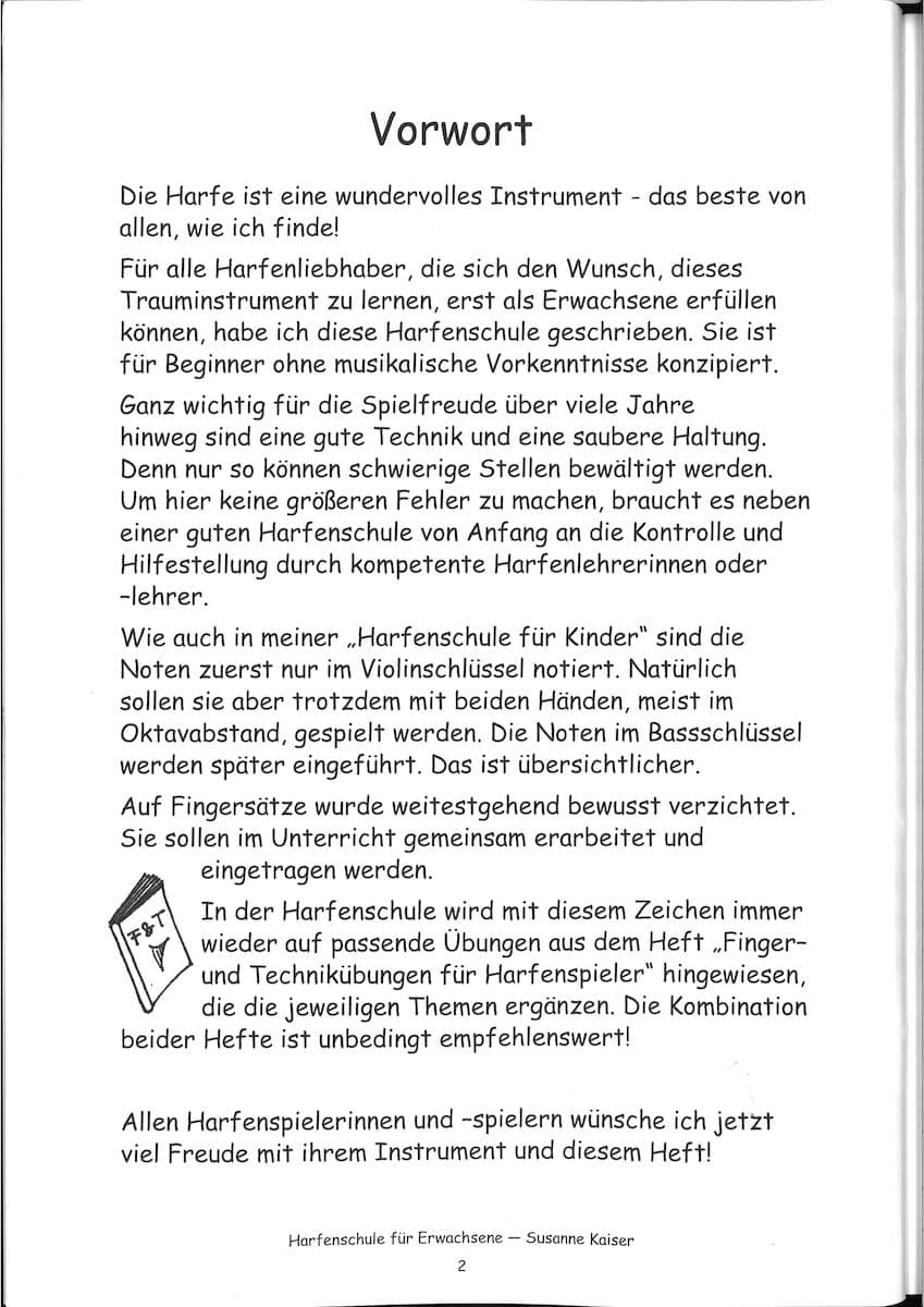 KAISER Susanne: Harfenschule für Erwachsene